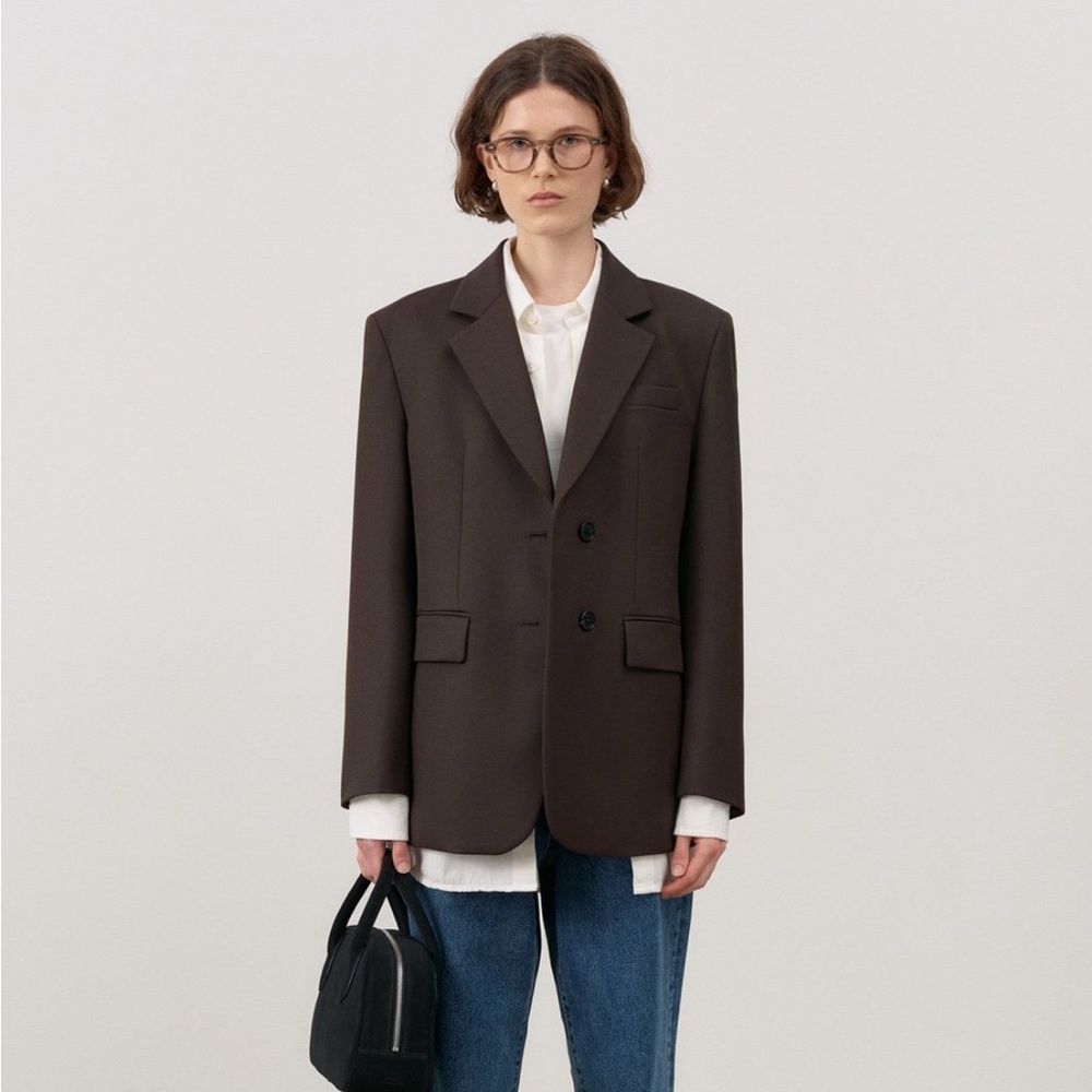 NWT Dunst Essential 2 Button Wool Blazer Size M in Brown - Picture 2 of 11
